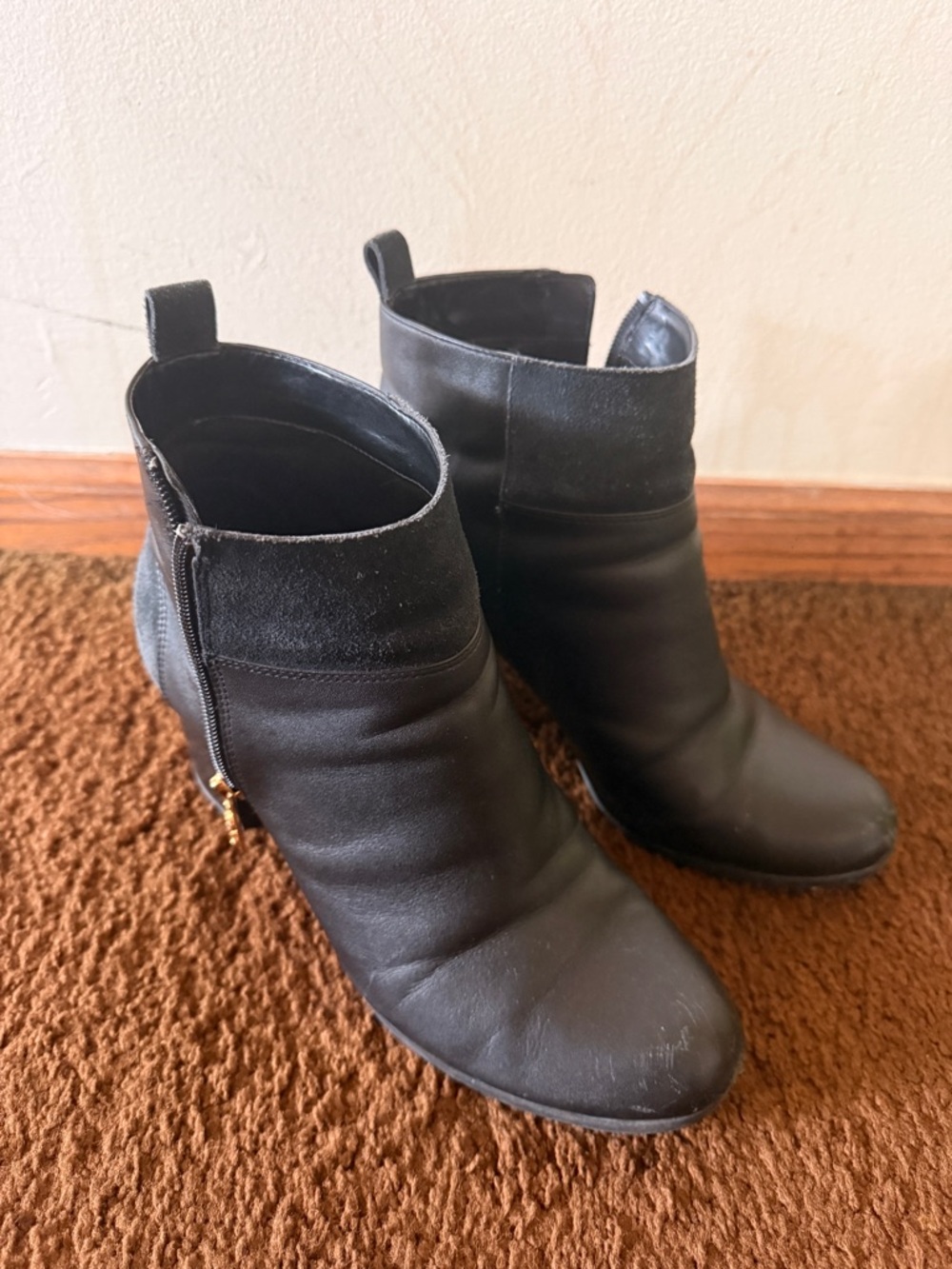 Cole Haan Black Leather Ankle Booties with Side Zip